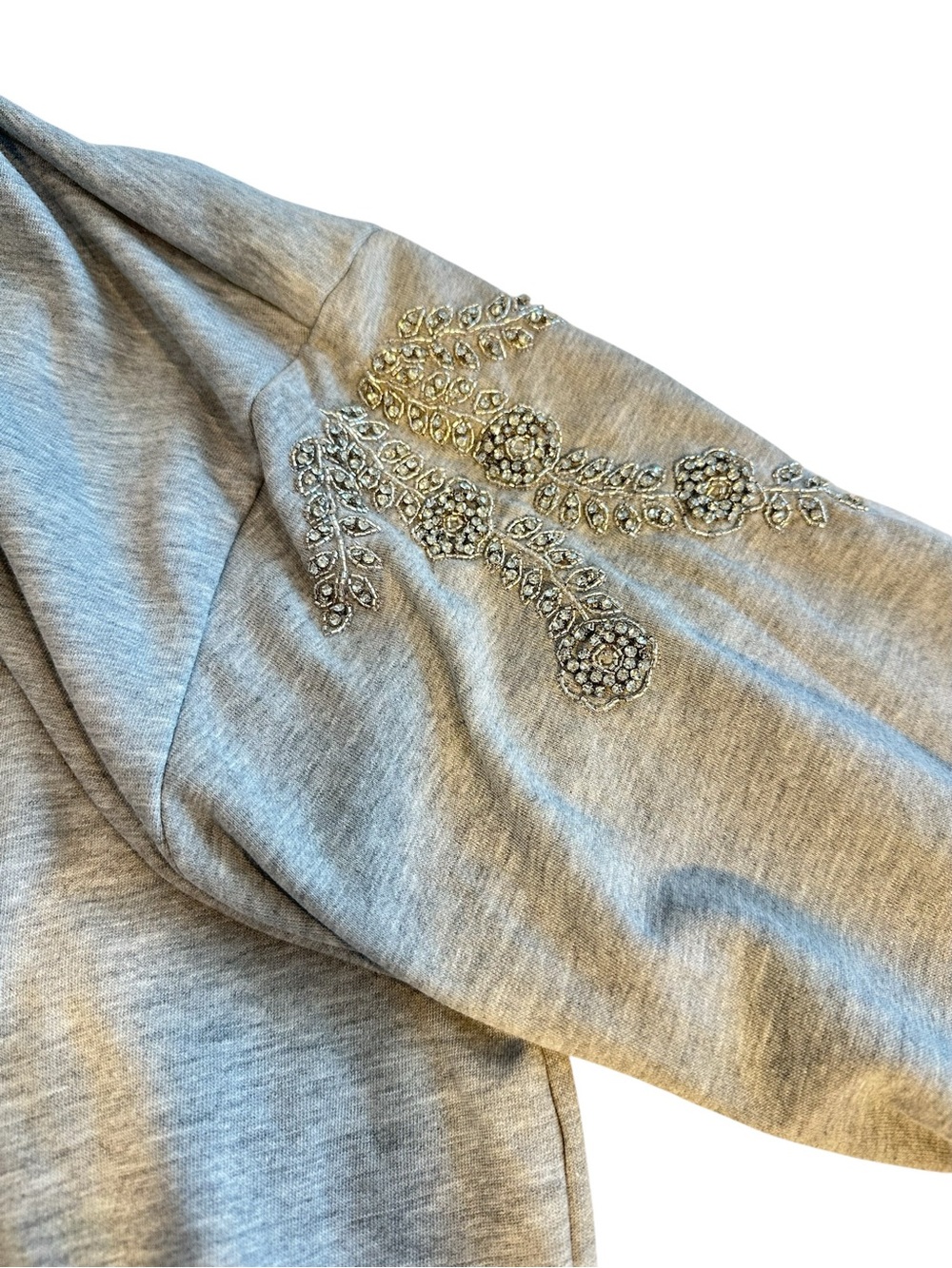 Rhinestone Embellished Lizette Collection Crewneck Sweater - Gray - Picture 6 of 15